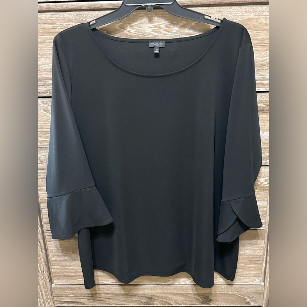 Talbots Black Blouse with Flared Sleeves
